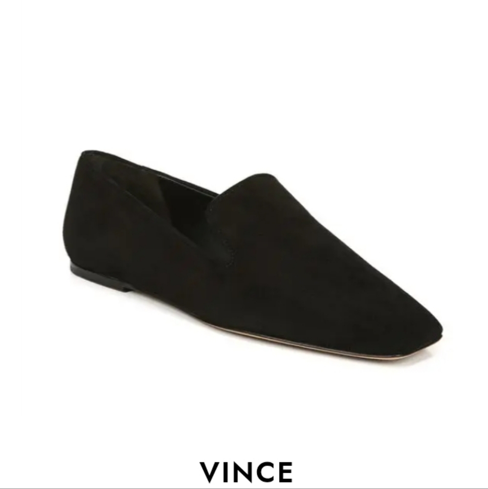 Vince Clarke Black Suede Flat Loafer Slip-ons.